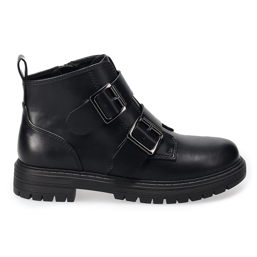 SO Double Buckle Black Ankle Booties
